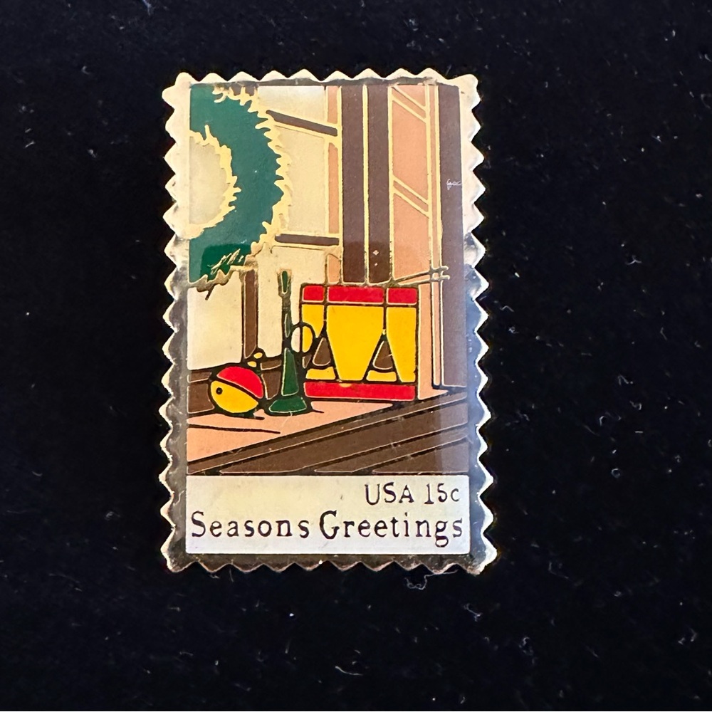 Christmas Postage Stamp Pin